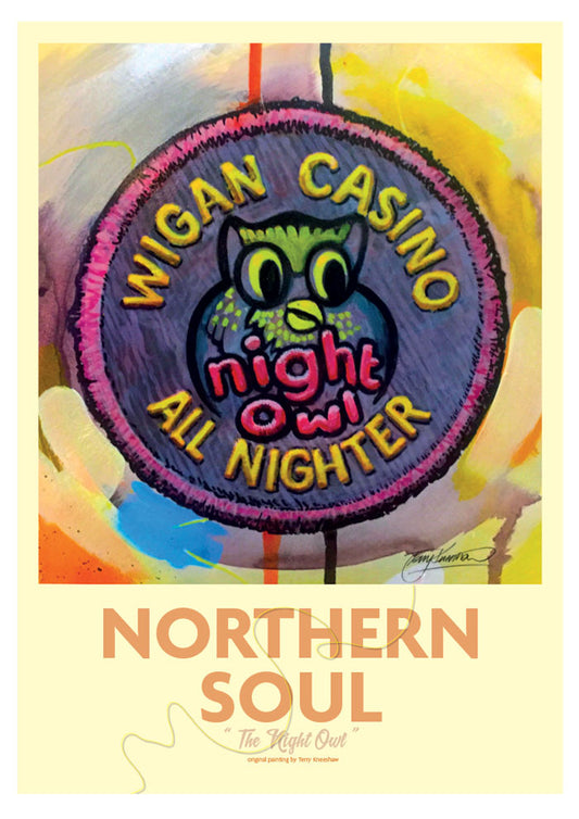 Wigan Casino Night Owl All Nighter Patches Framed A3 Print