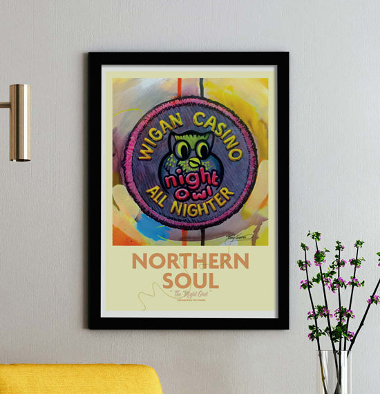 Wigan Casino Night Owl All Nighter Patches Framed A3 Print